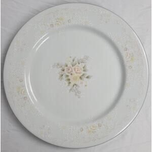 Crescent Fine China Jie Pai Dinner Plate Painted Golden Flowers and Accents